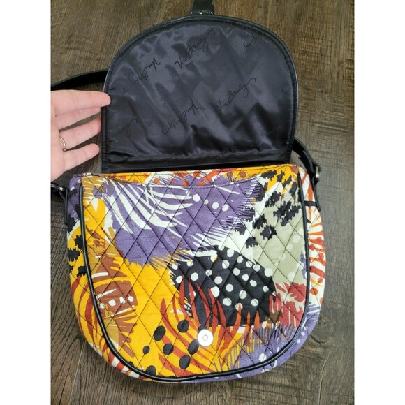 Vera Bradley Saddle Bag Crossbody Purse Painted Feathers - Picture 3 of 10